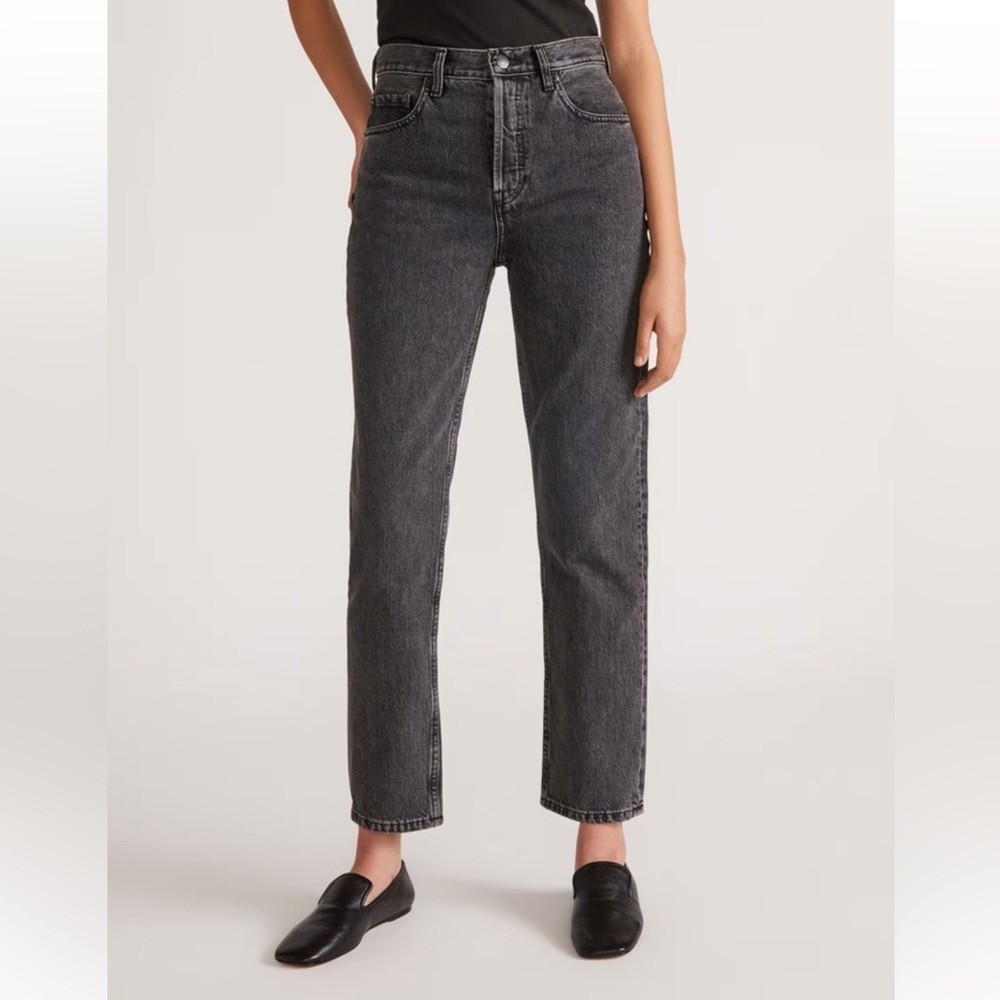 Everlane High Rise Straight Jean Size 28 Ankle Washed Black Dark Gray